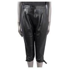 SAINT LAURENT black leather 2020 PLEATED CROPPED Pants 40 M