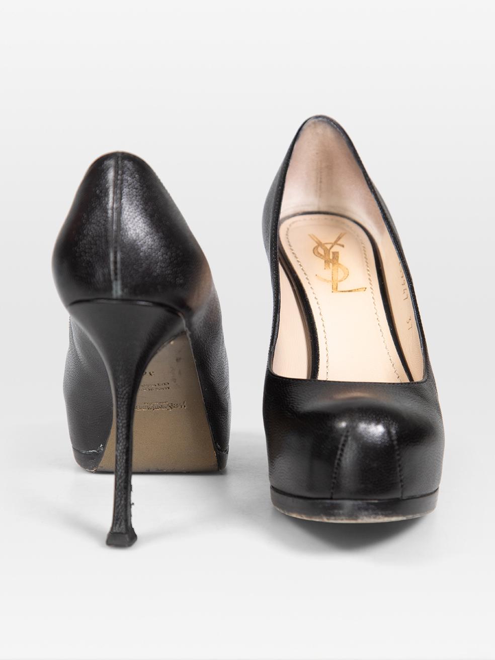Nero Saint Laurent, pelle nera con plateau a mandorla, taglia IT 37 in vendita