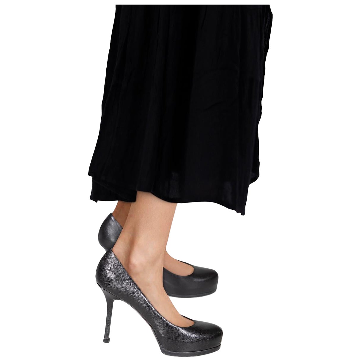 Saint Laurent, pelle nera con plateau a mandorla, taglia IT 37