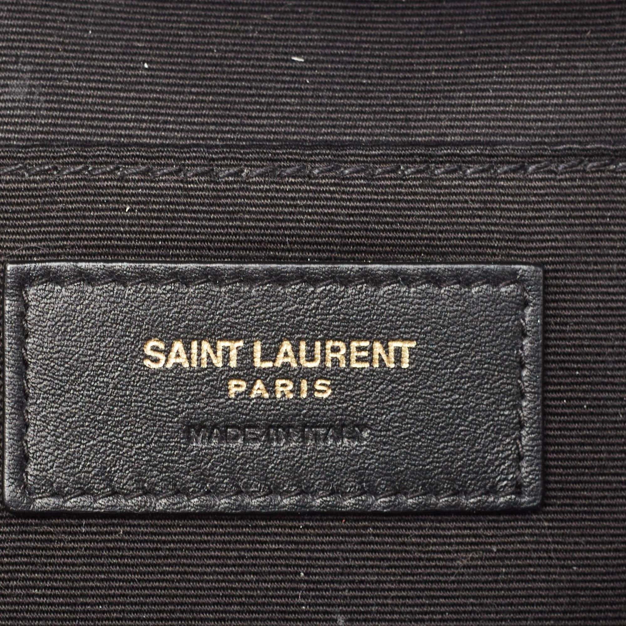 Saint Laurent Black Leather and Canvas Bo City Backpack For Sale 3