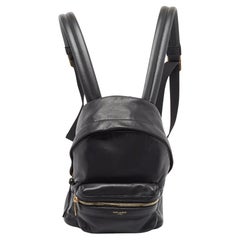 Saint Laurent Black Leather and Canvas Bo City Backpack