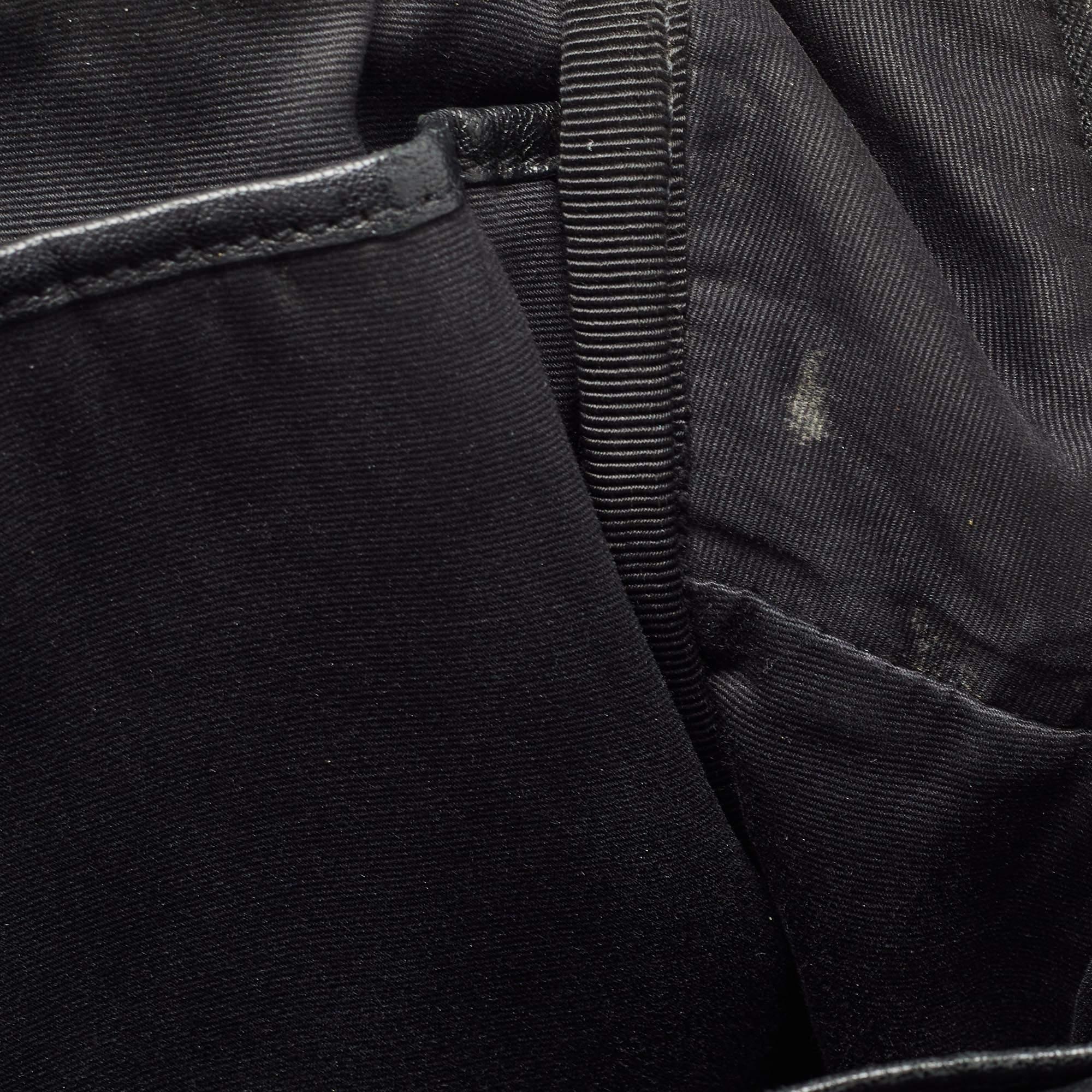 Saint Laurent Black Leather and Canvas Mini Love Appliqué City Backpack en vente 2