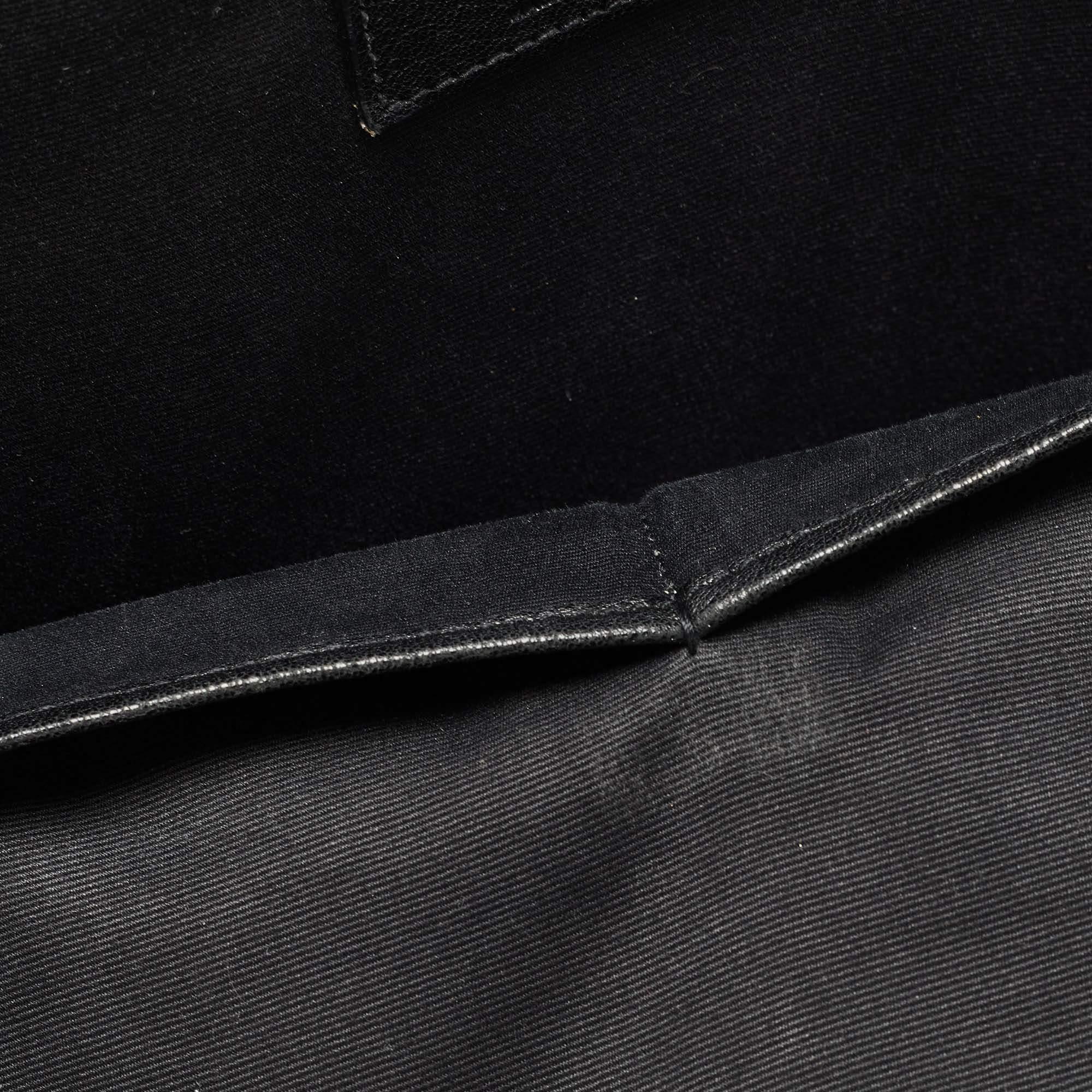 Saint Laurent Black Leather and Canvas Mini Love Appliqué City Backpack en vente 3