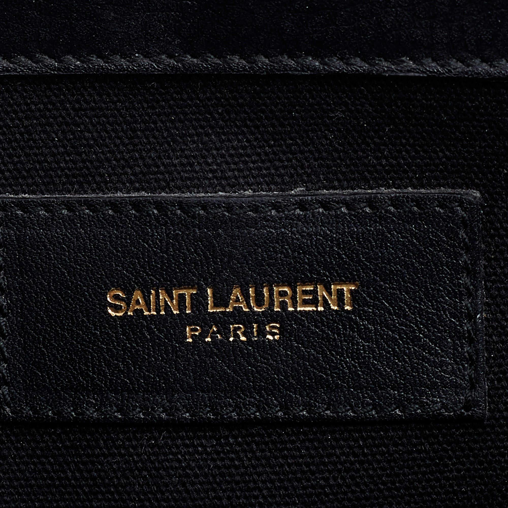 Saint Laurent Black Leather and Canvas Small Muse Two Top Handle Bag 1