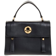 Saint Laurent Kleine Muse Two Tasche aus schwarzem Leder und Stoff