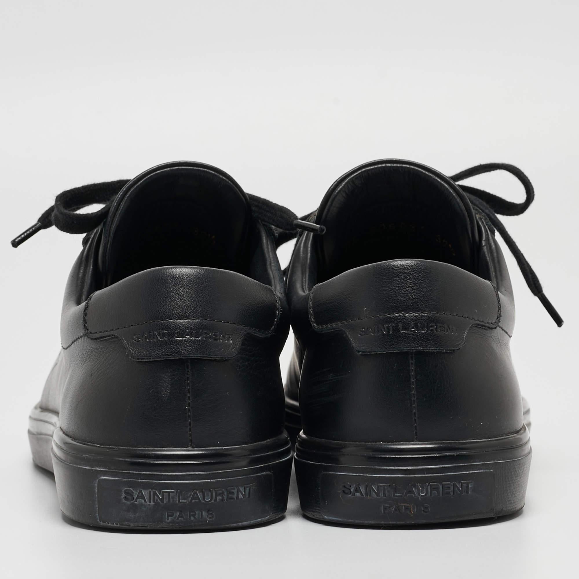 Saint Laurent Black Leather Andy Low Top Sneakers Size 37.5 For Sale 2