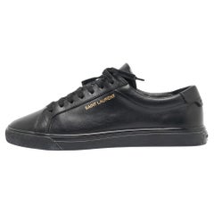 Saint Laurent Black Leather Andy Low Top Sneakers Size 37.5
