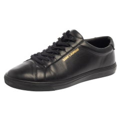 Saint Laurent Black Leather Andy Low Top Sneakers Size 41