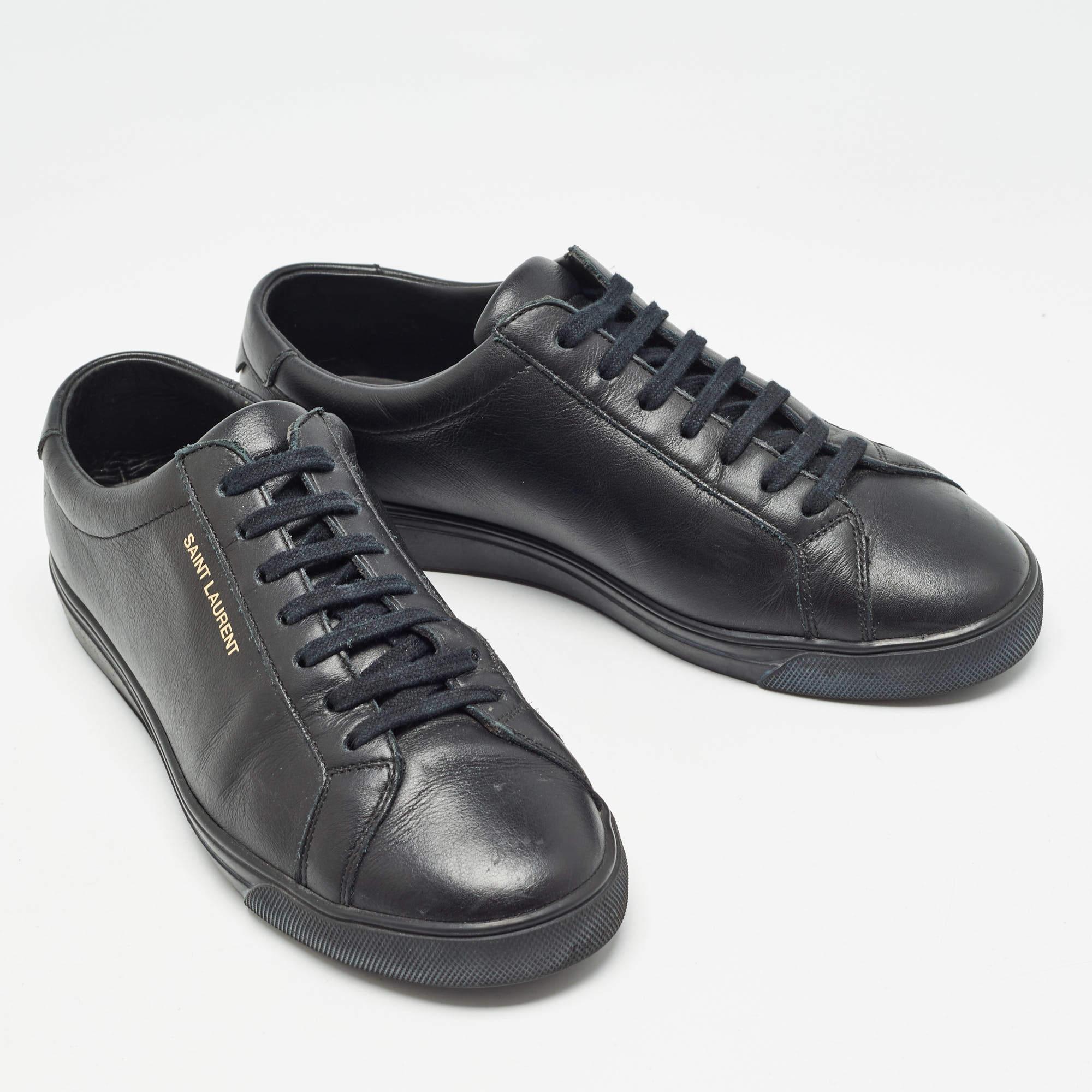 Women's Saint Laurent Black Leather Andy Sneakers Size 38.5 For Sale