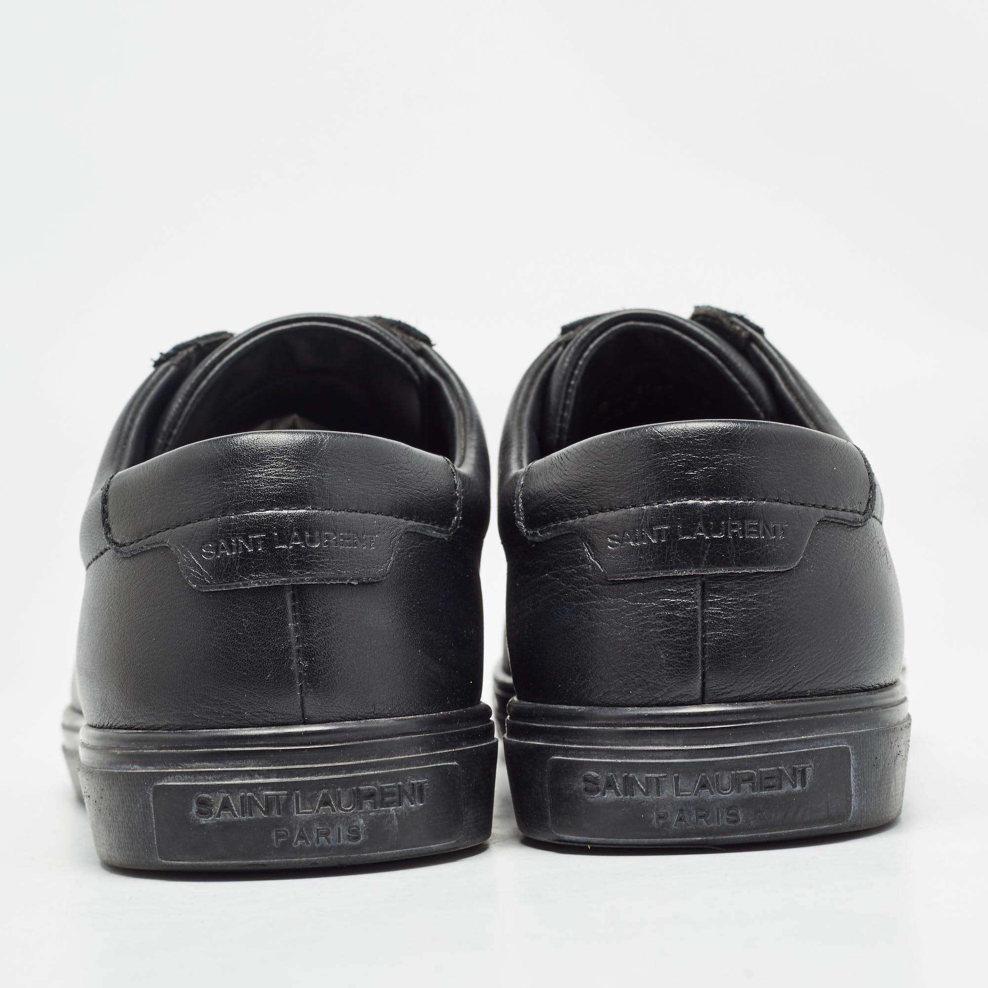 Saint Laurent Black Leather Andy Sneakers Size 38.5 For Sale 1