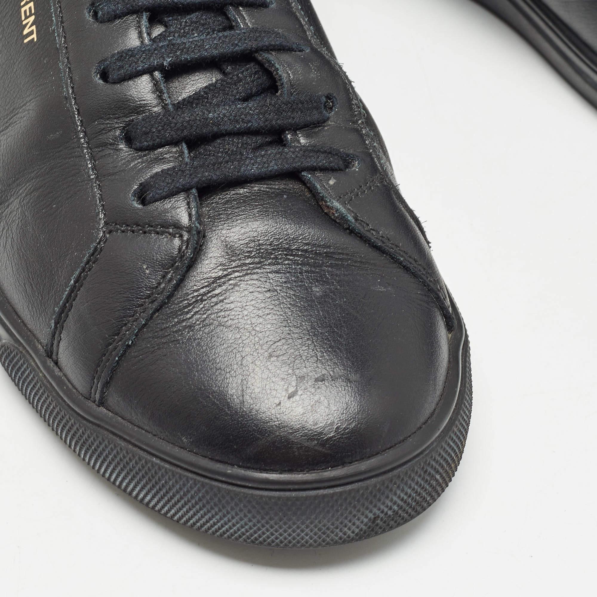 Saint Laurent Black Leather Andy Sneakers Size 38.5 For Sale 4