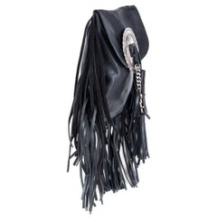 SAINT LAURENT black leather ANITA Fringe Crossbody Bag