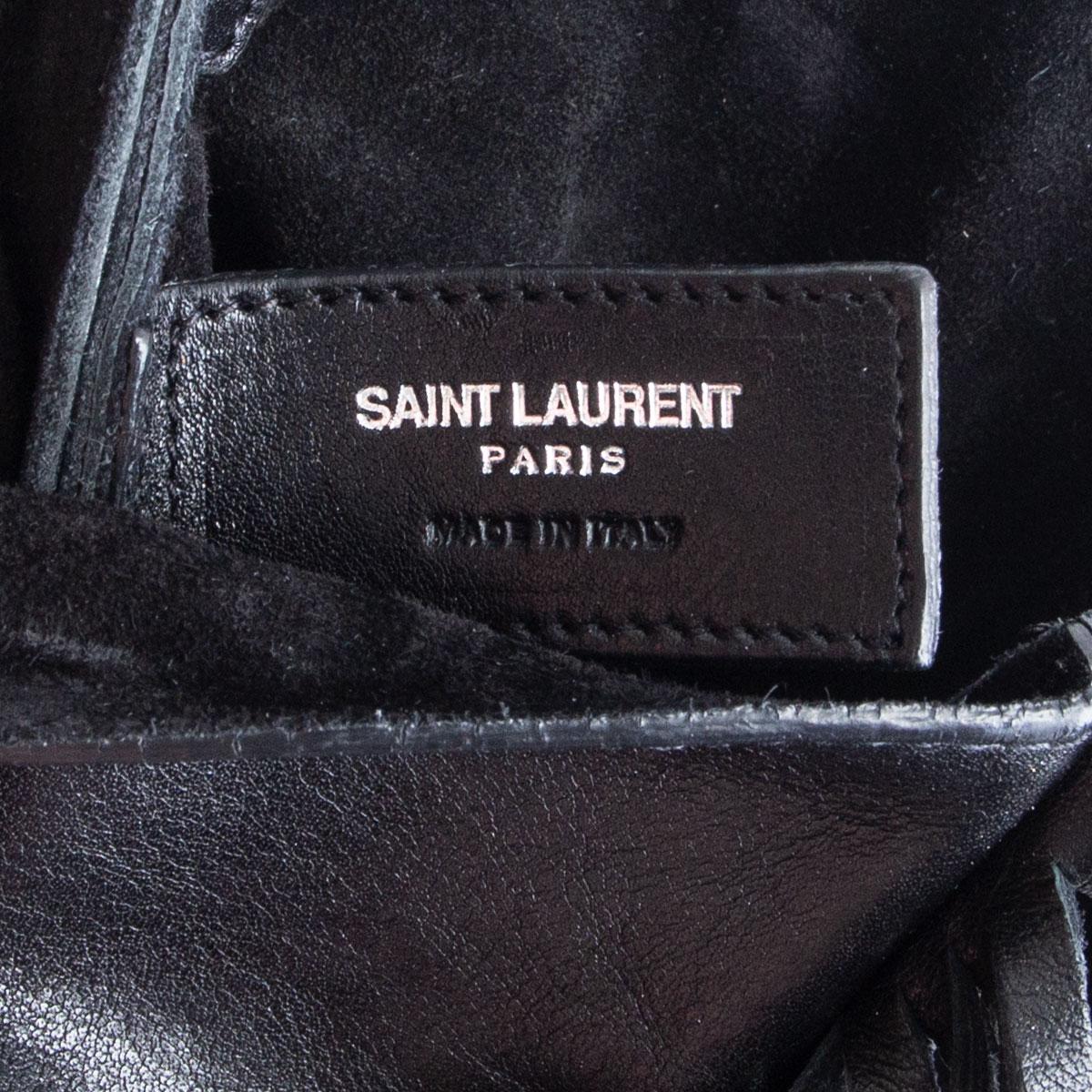 Black SAINT LAURENT black leather ANITA Fringe Crossbody Bag