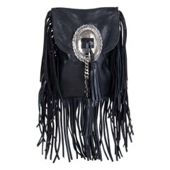 SAINT LAURENT black leather ANITA Fringe Crossbody Bag