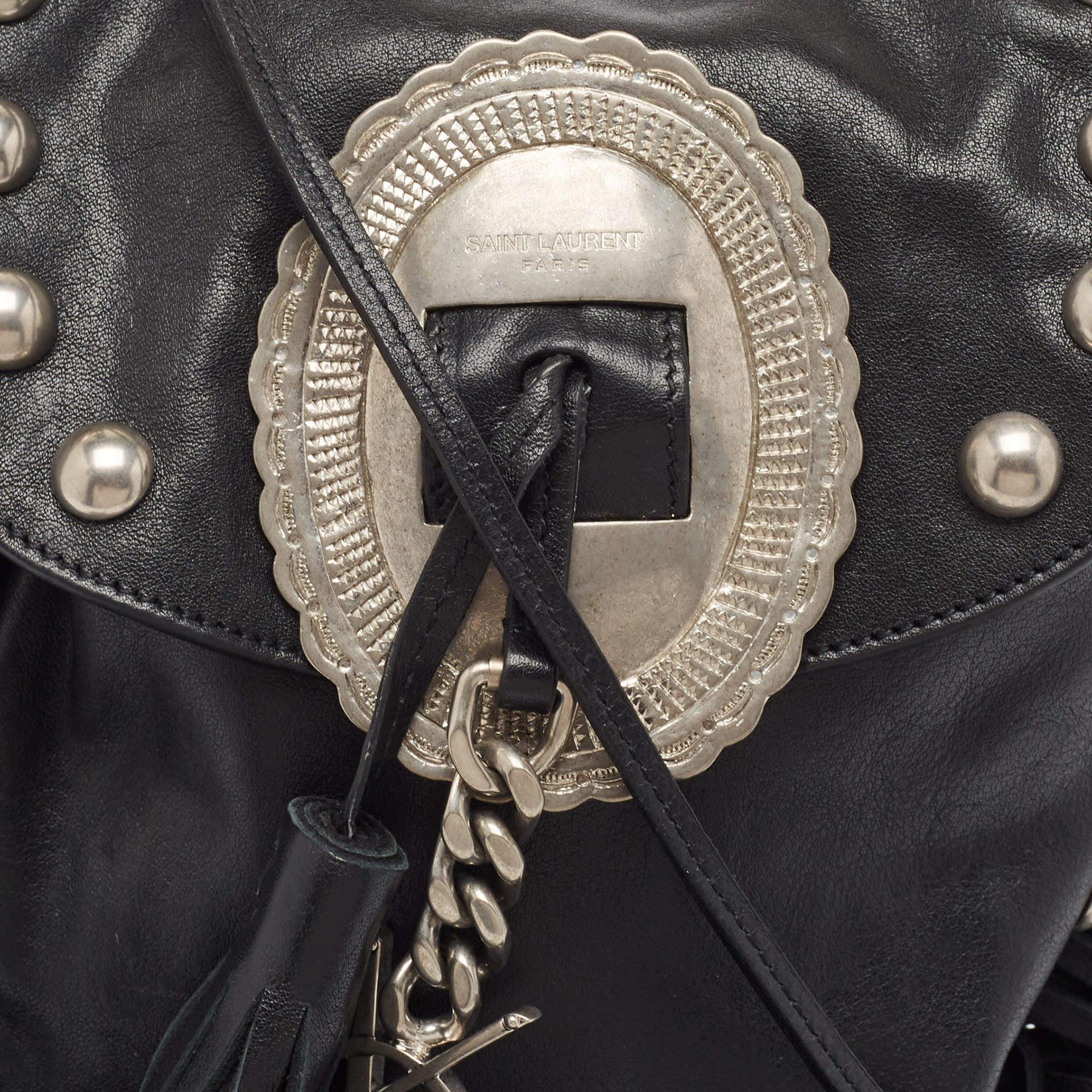 Saint Laurent Black Leather Anita Fringed Shoulder Bag 4