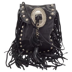 Used Saint Laurent Black Leather Anita Fringed Shoulder Bag