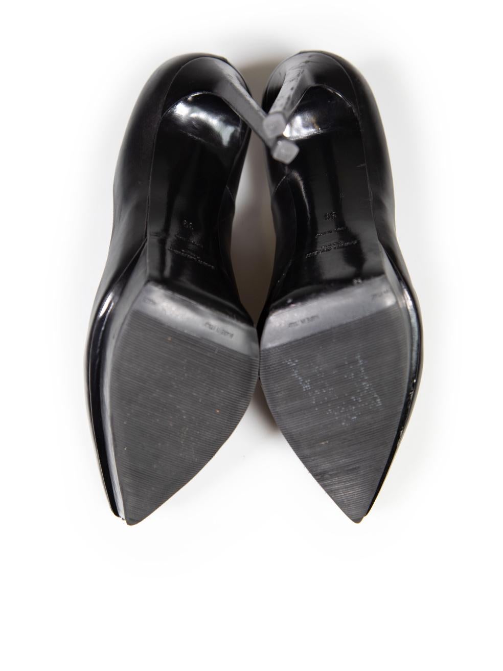 Women's Saint Laurent Black Leather Anja Platform Heels Size IT 39 For Sale