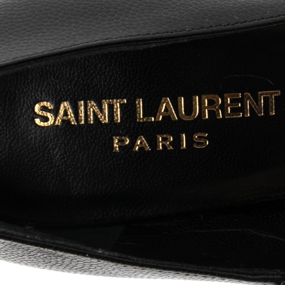 Saint Laurent Black Leather Anja Pointed Toe Pumps Size 37.5 3