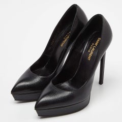 Saint Laurent Black Leather Anja Pumps Size 37.5