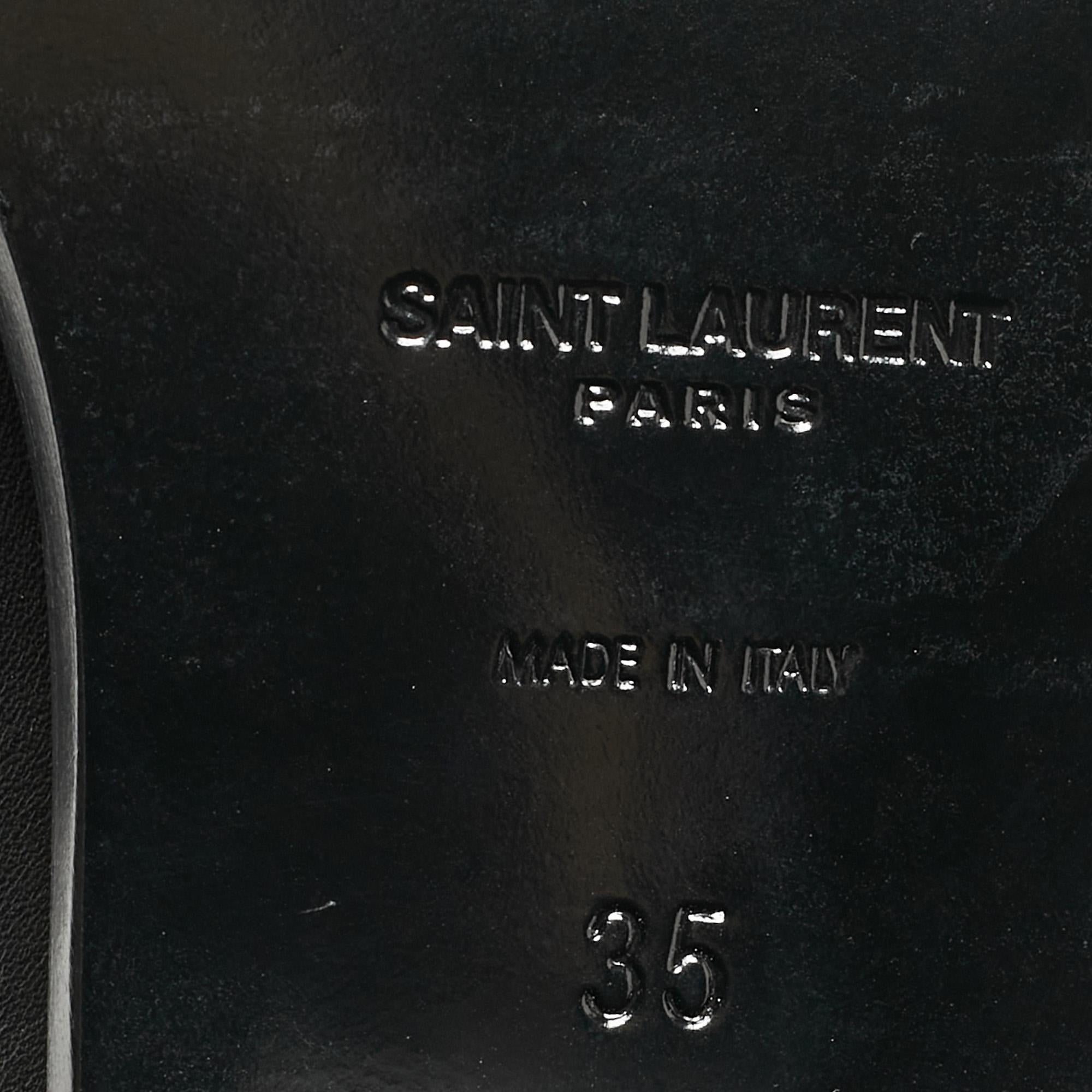Saint Laurent Black Leather Ankle Boots Size 35 For Sale 3