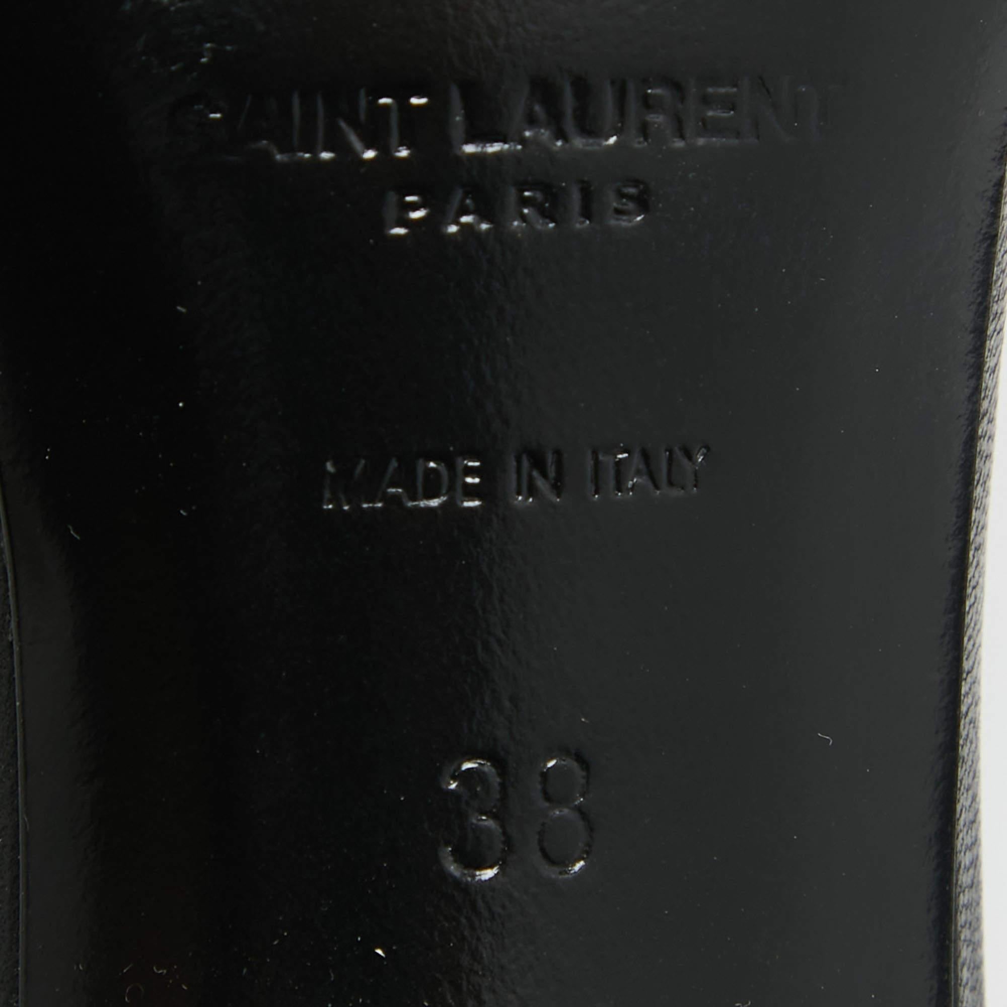 Saint Laurent Black Leather Ankle Strap Sandals Size 38 For Sale 3