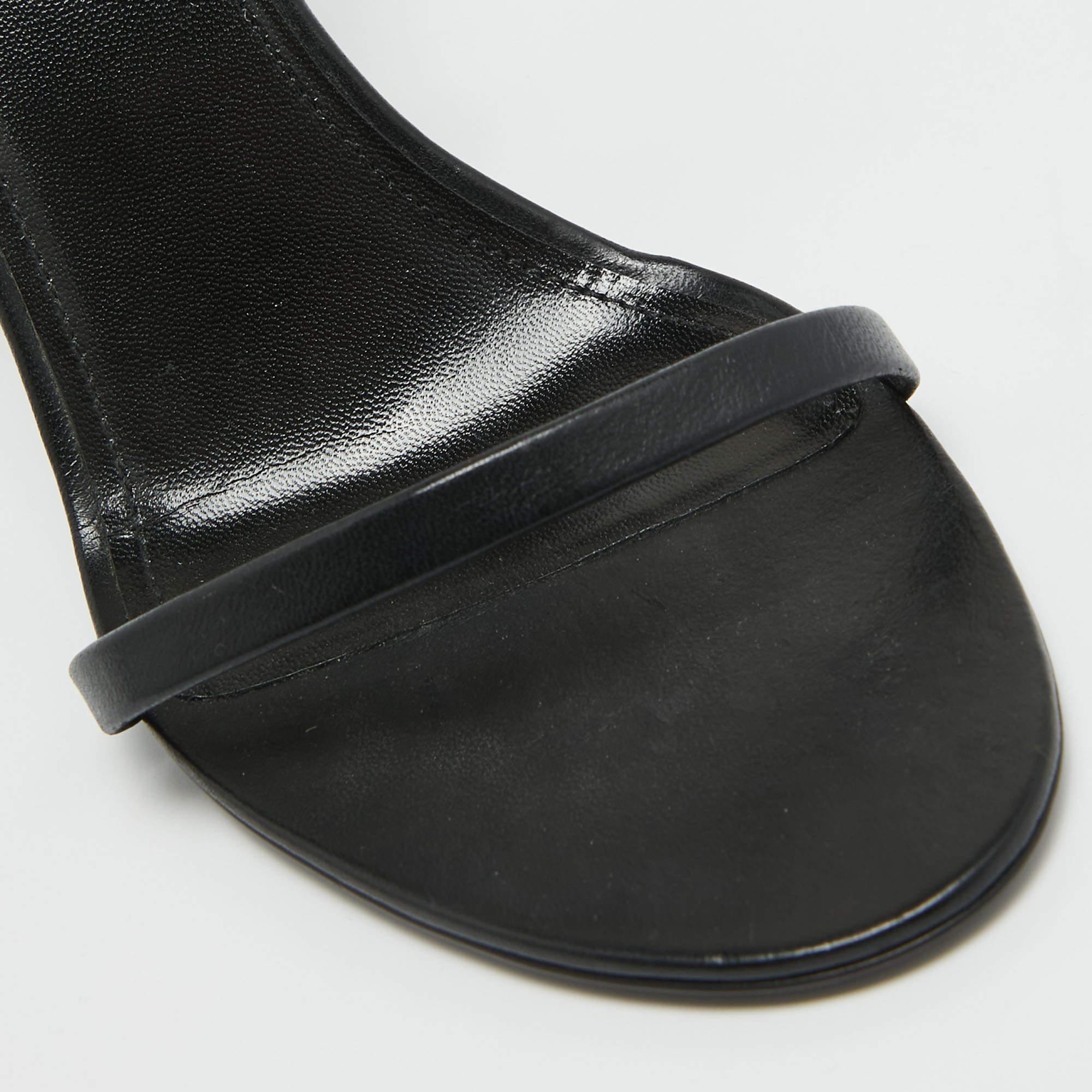 Saint Laurent Black Leather Ankle Strap Sandals Size 38 For Sale 4