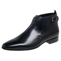 Saint Laurent Black Leather Army Ankle Boots Size 43.5