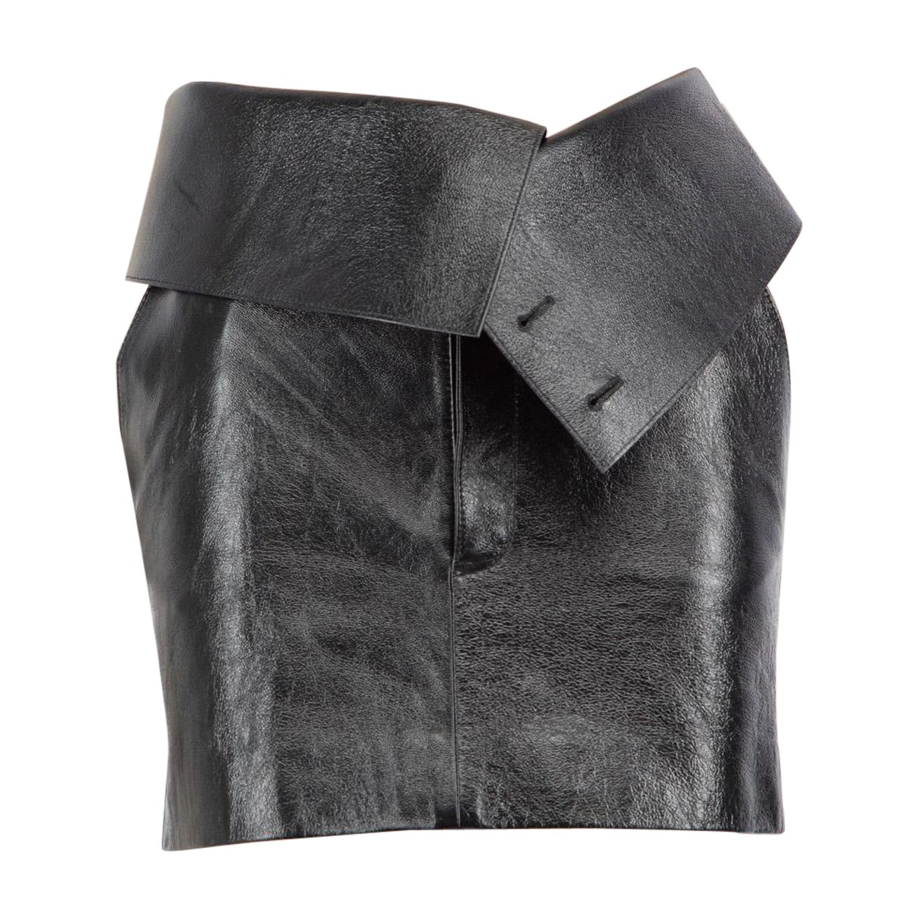Saint Laurent Black Leather Asymmetric Skirt Size XS