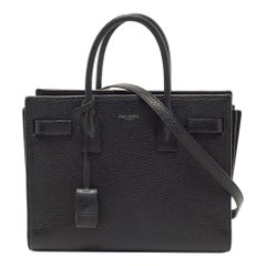 Saint Laurent Black Leather Baby Classic Sac De Jour Tote