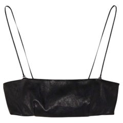 Saint Laurent Black Leather Bandeau Bralette size XS Crop top Removable Straps