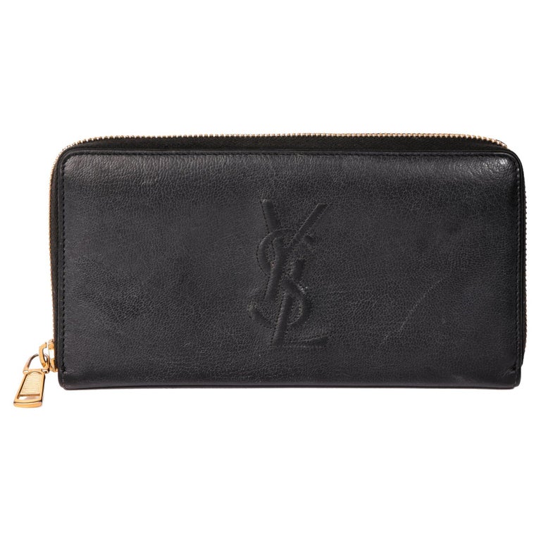 Saint Laurent Black Leather Belle De Jour Zip Around Wallet For