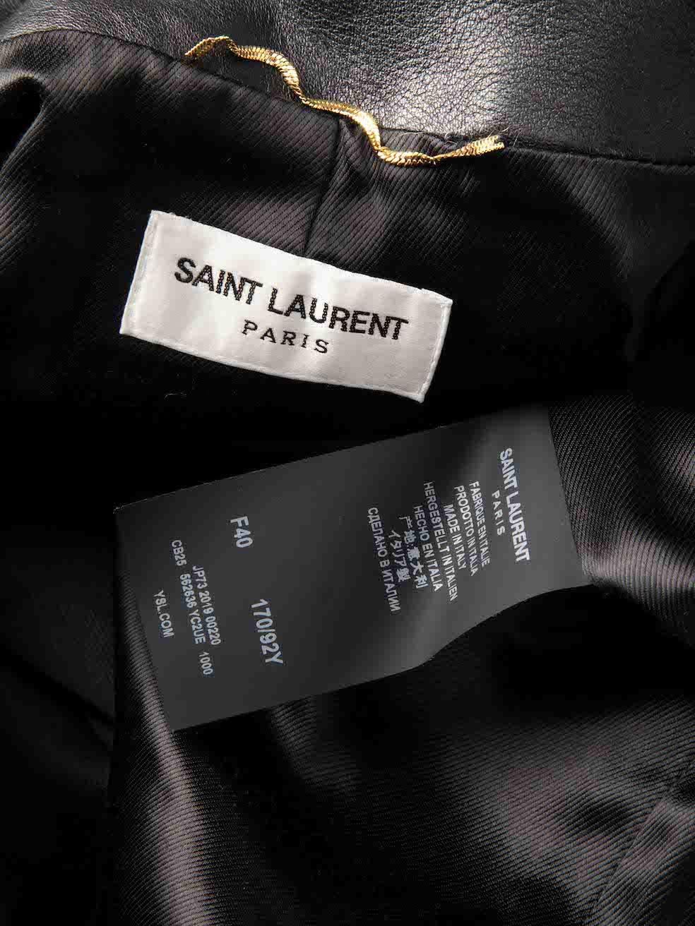 Women's Saint Laurent Black Leather Belted Trench Coat Size L