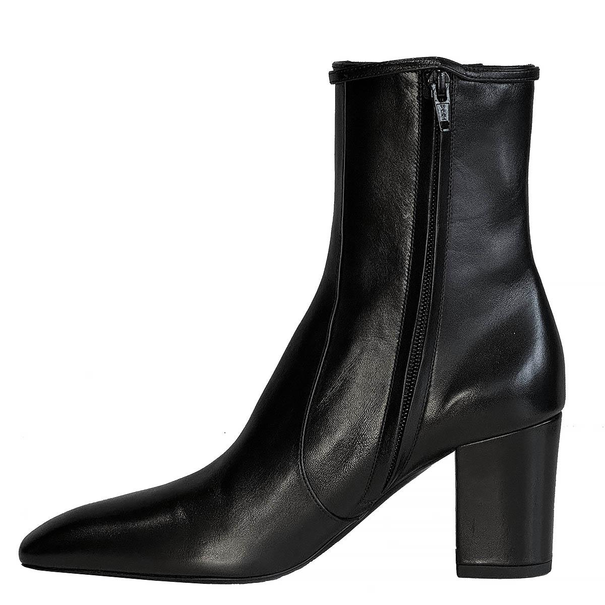 SAINT LAURENT black leather BETTY 70 Ankle Boots Shoes 36.5 In New Condition For Sale In Zürich, CH