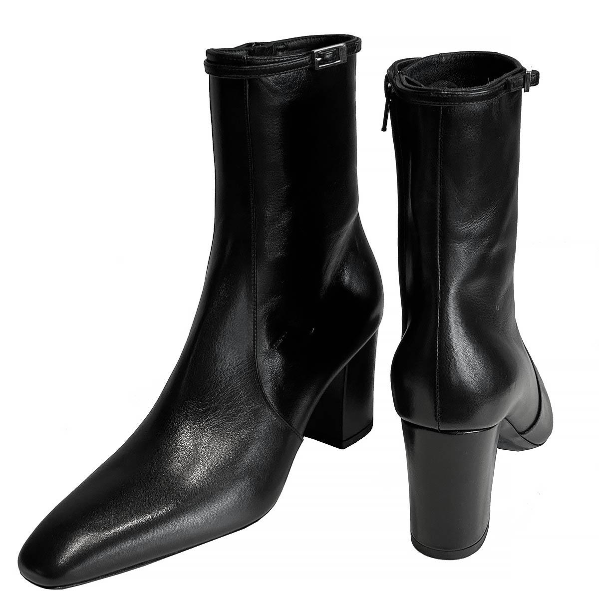 SAINT LAURENT black leather BETTY 70 Ankle Boots Shoes 36.5 For Sale 2