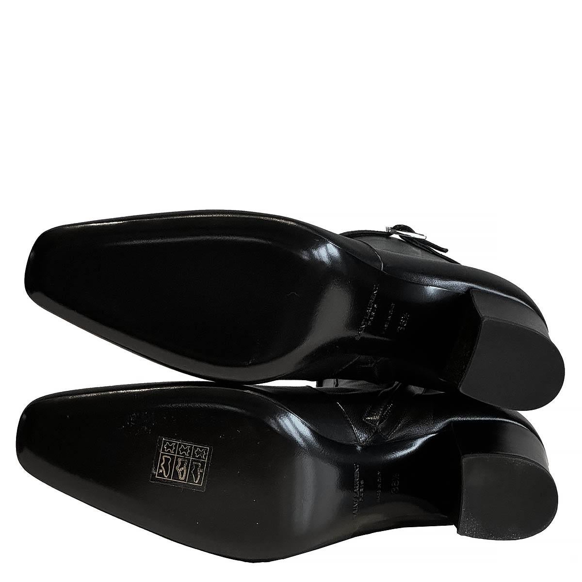SAINT LAURENT black leather BETTY 70 Ankle Boots Shoes 36.5 For Sale 3