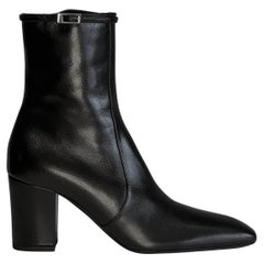 SAINT LAURENT cuir noir BETTY 70 Ankle Boots Shoes 36.5