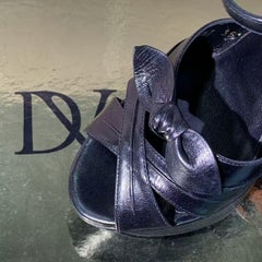 Saint Laurent Black Leather Bianca Knotted Bow Platform Sandals
