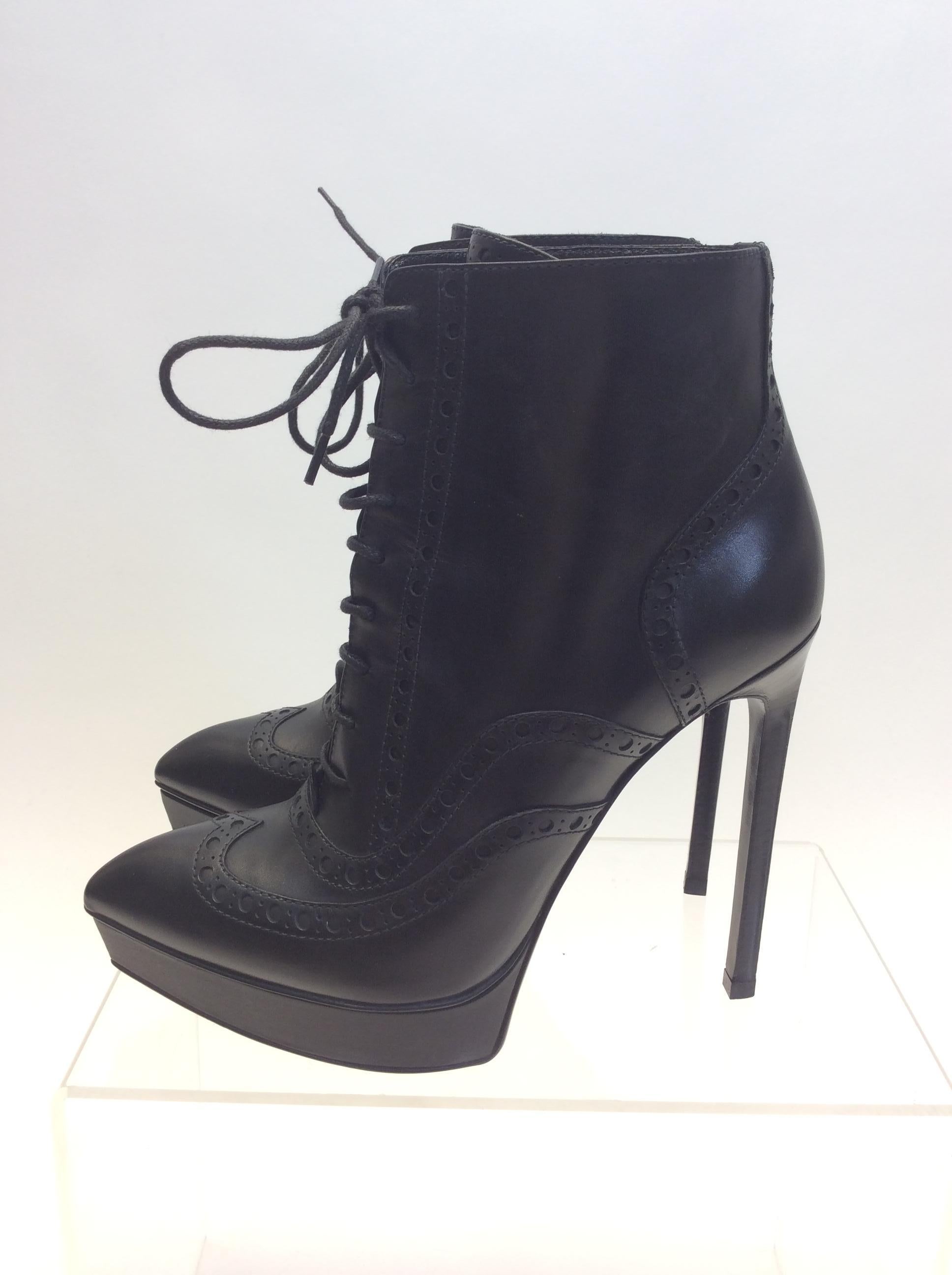 Saint Laurent Black Leather Bootie In Good Condition For Sale In Narberth, PA