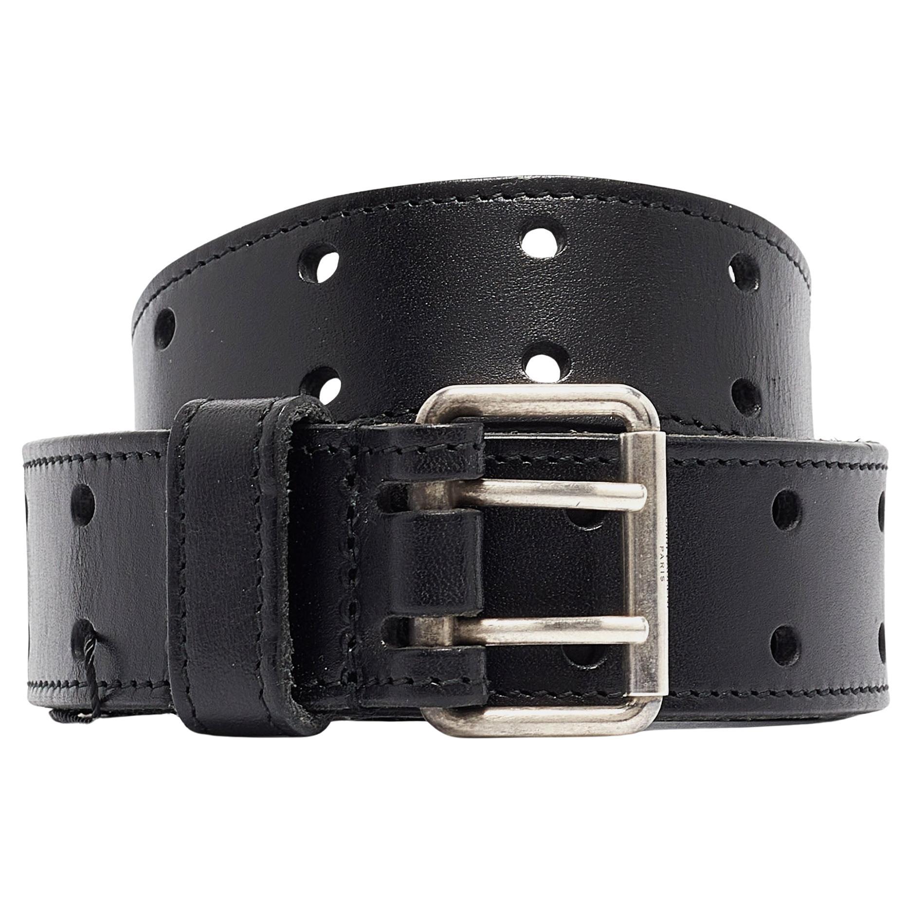 Saint Laurent Black Leather Buckle Belt 95 CM For Sale