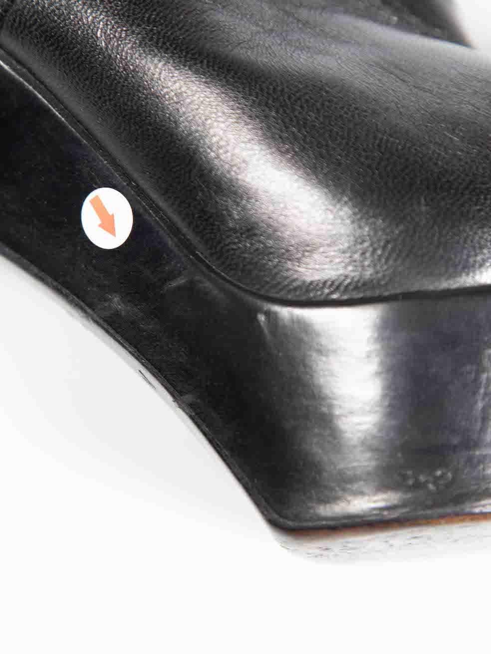 Saint Laurent Black Leather Buckled Platform Boots Size IT 38 For Sale 1