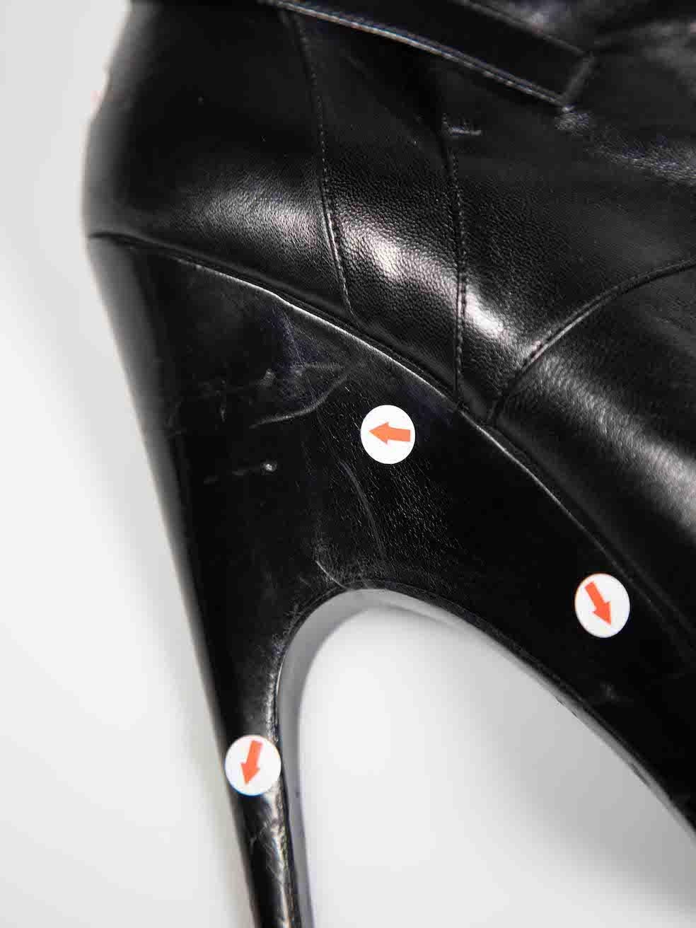 Saint Laurent Black Leather Buckled Platform Boots Size IT 38 For Sale 2