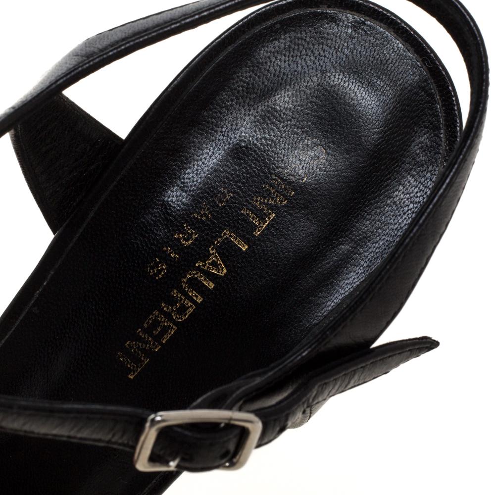Women's Saint Laurent Black Leather Candy Bow Platform Sandals Size 38.5