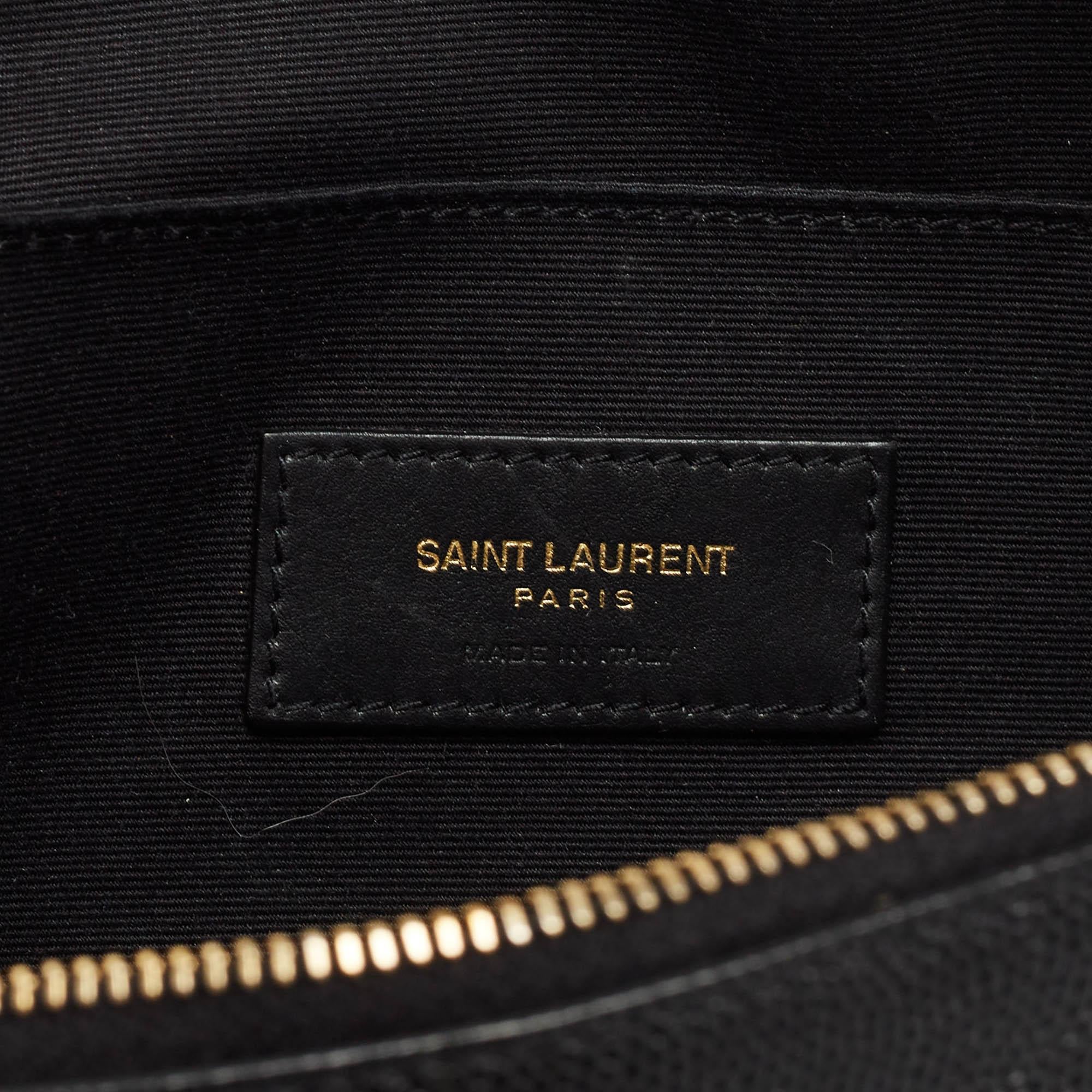 Saint Laurent Black Leather Cassandre Belt Bag 6