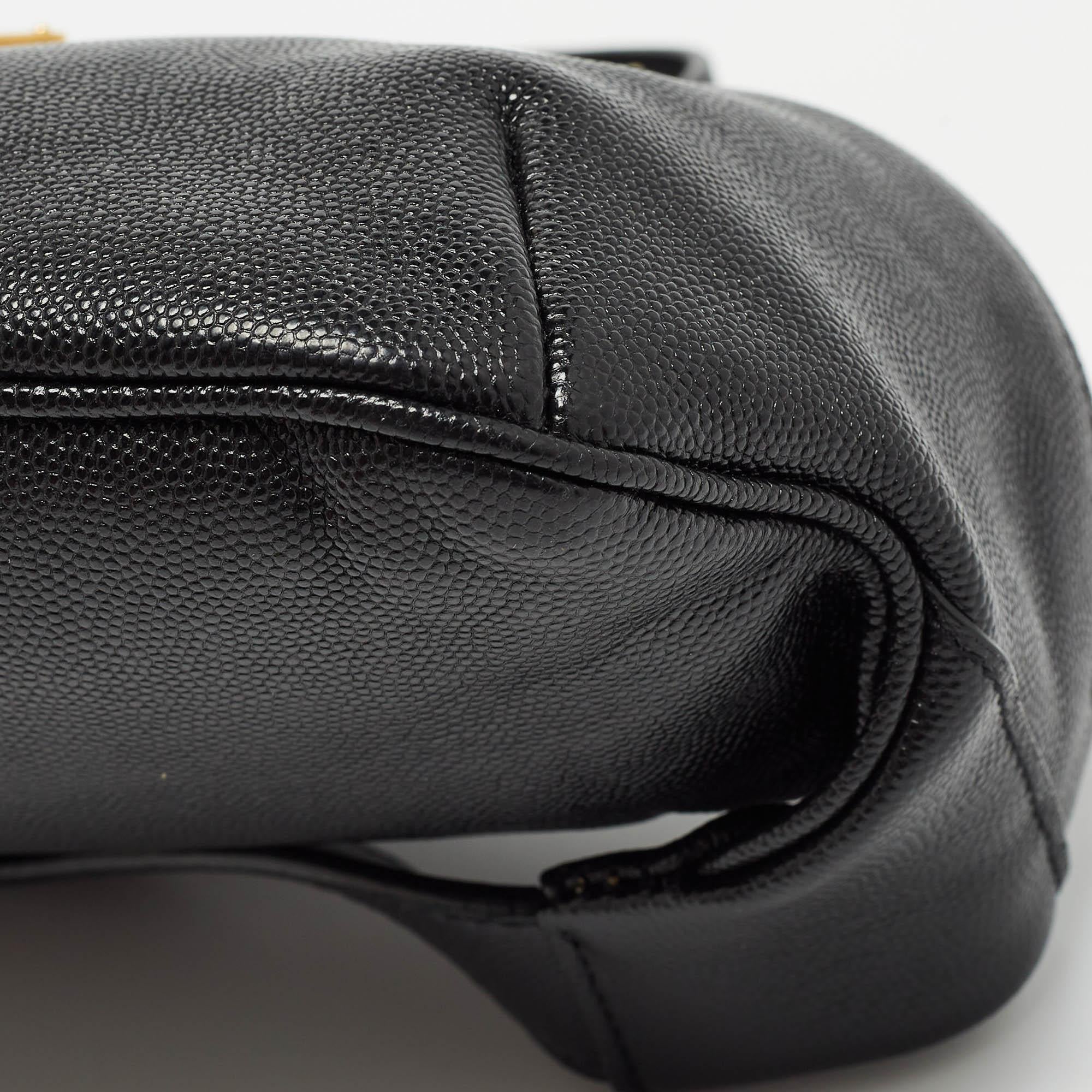 Saint Laurent Black Leather Cassandre Belt Bag For Sale 7
