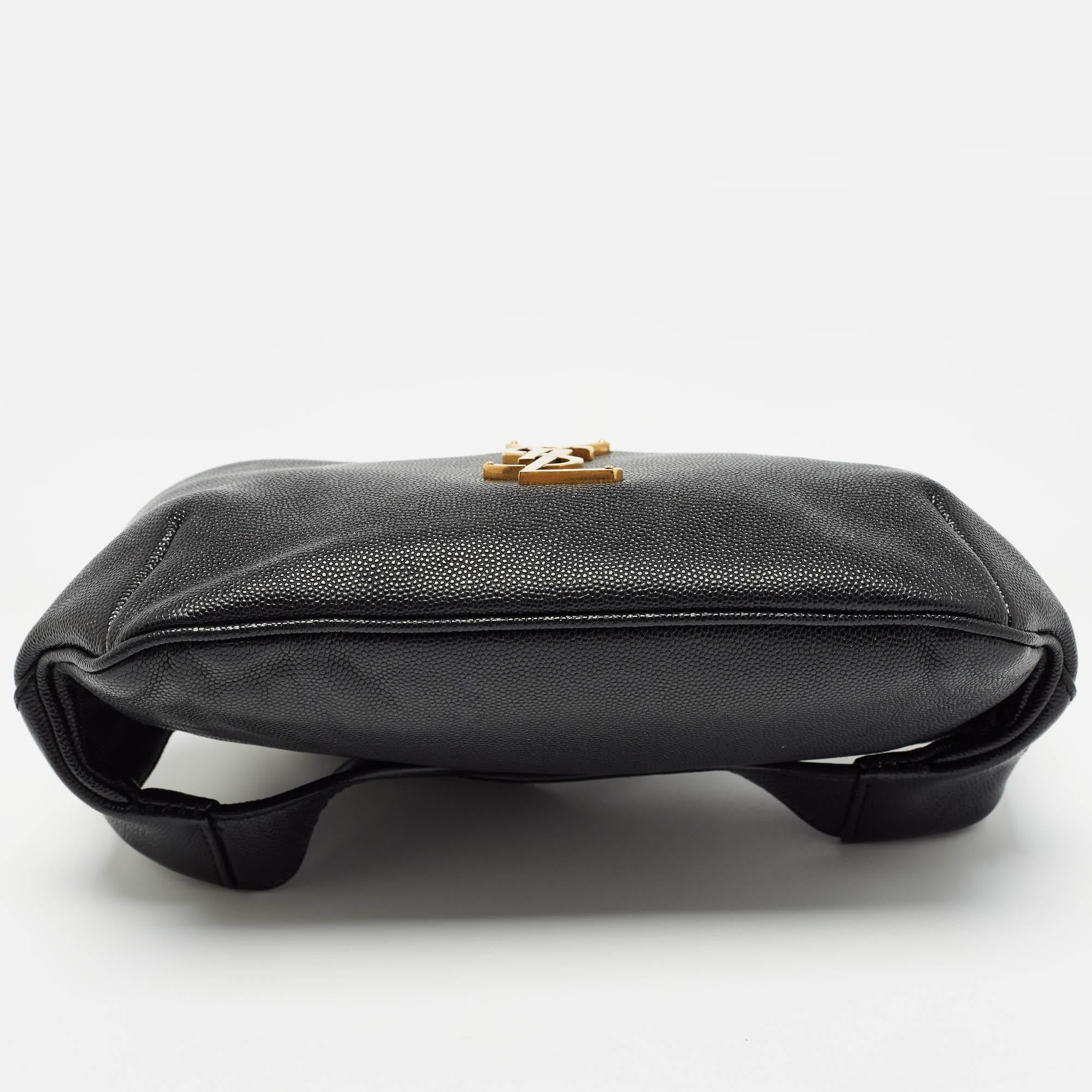Saint Laurent Black Leather Cassandre Belt Bag For Sale 8