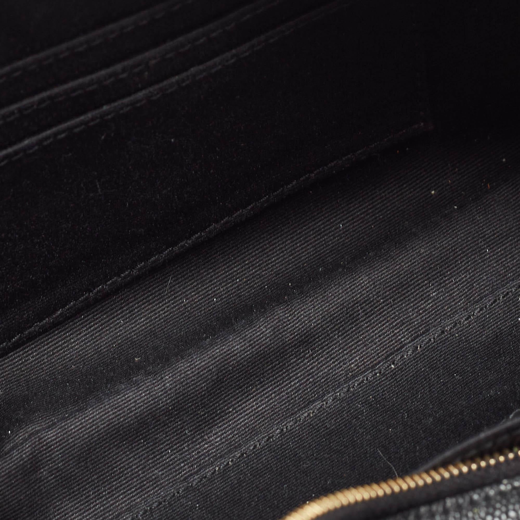 Saint Laurent Black Leather Cassandre Belt Bag For Sale 1