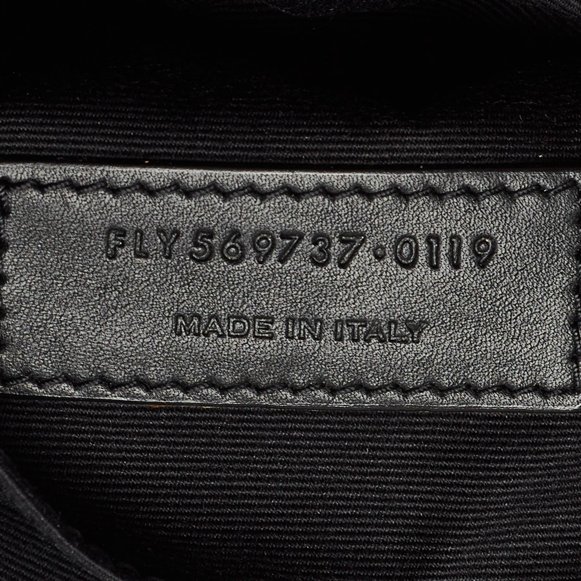Saint Laurent Black Leather Cassandre Belt Bag For Sale 5
