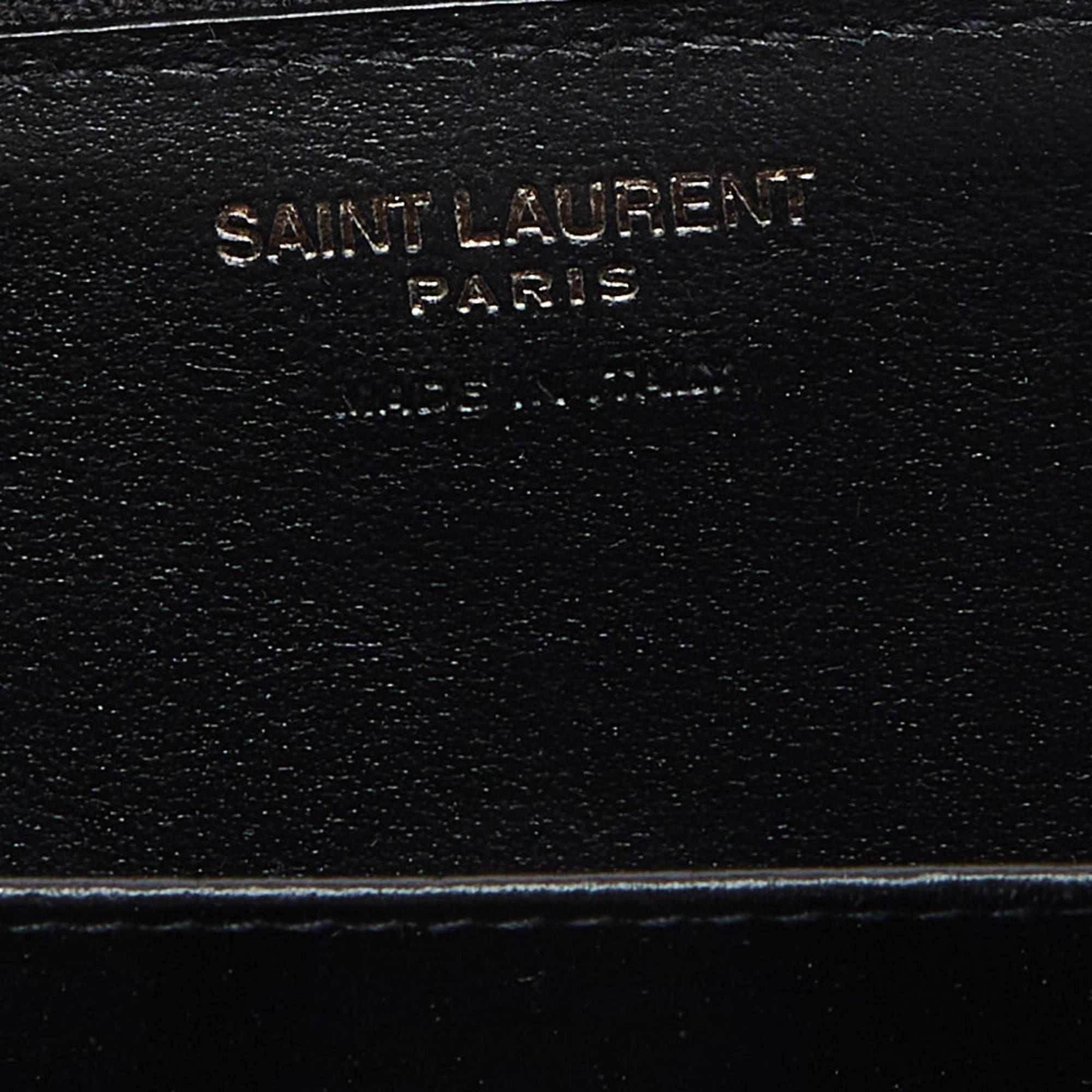Saint Laurent Black Leather Cassandre Compact Zip Around Wallet 2