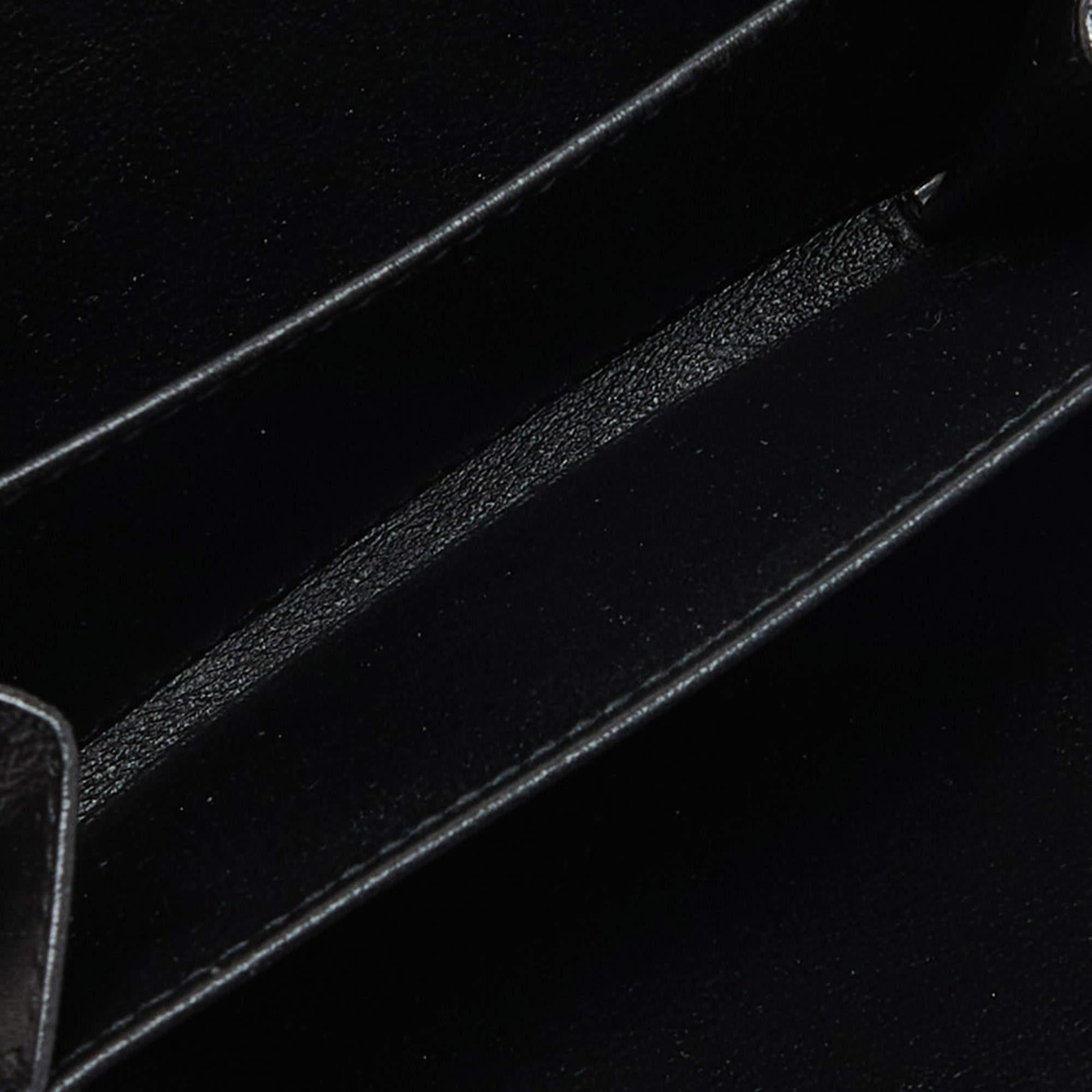 Saint Laurent Black Leather Cassandre Compact Zip Around Wallet 5