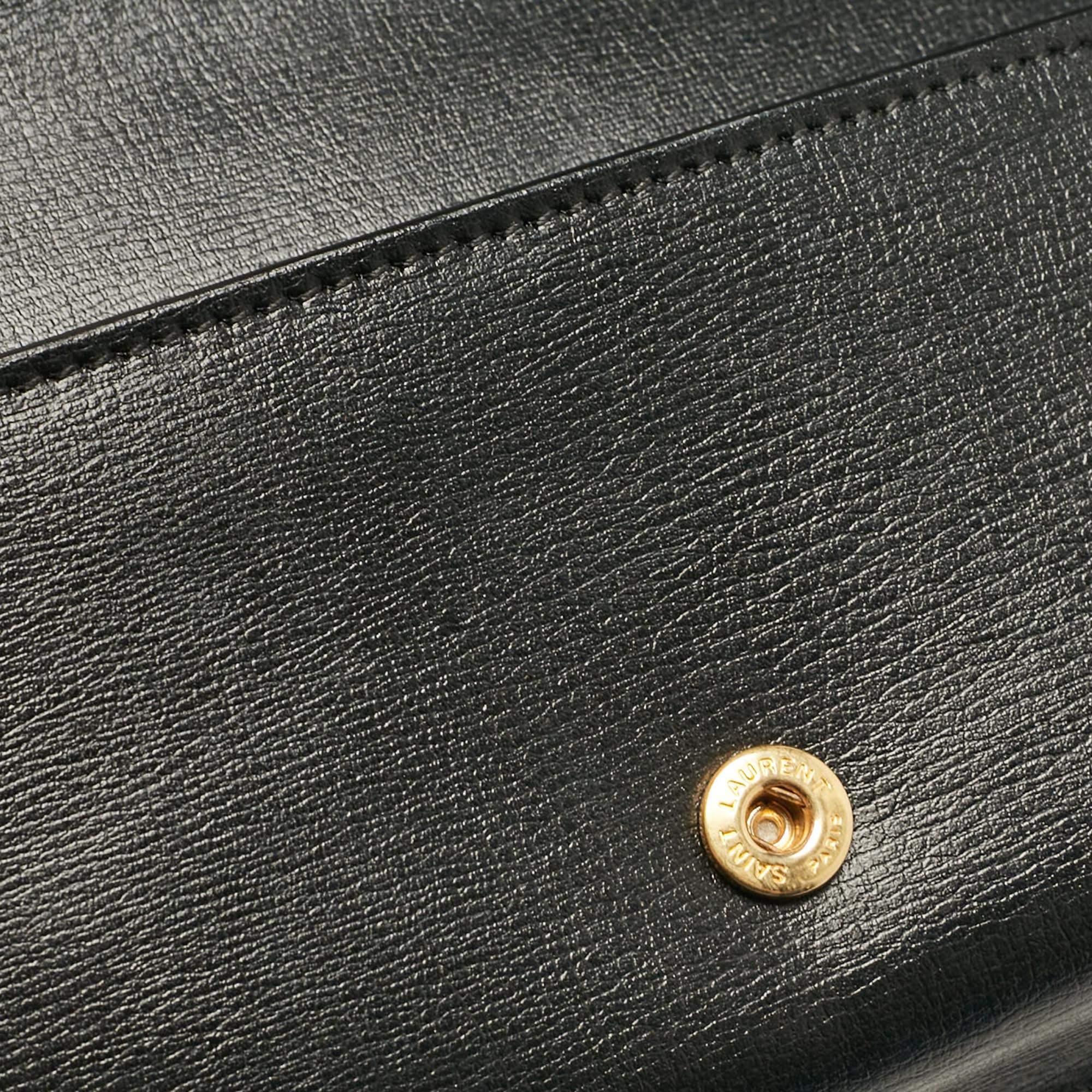 Saint Laurent Black Leather Cassandre Phone Holder Crossbody Bag 2